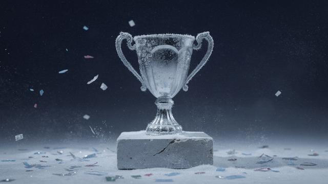 Snowy trophy and confetti for a winter challenge event